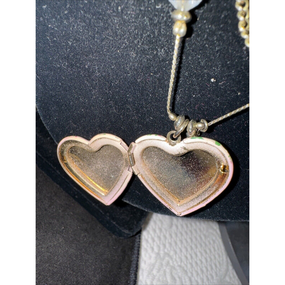 Betsey Johnson Tea Party Heart Locket Pearl Necklace Rare - Picture 7 of 9